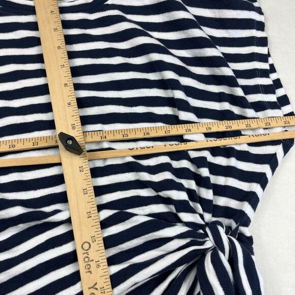 LOFT Striped Midi Dress Tie Waist Casual Coastal Nautical Summer Stretch XL - Picture 6 of 10